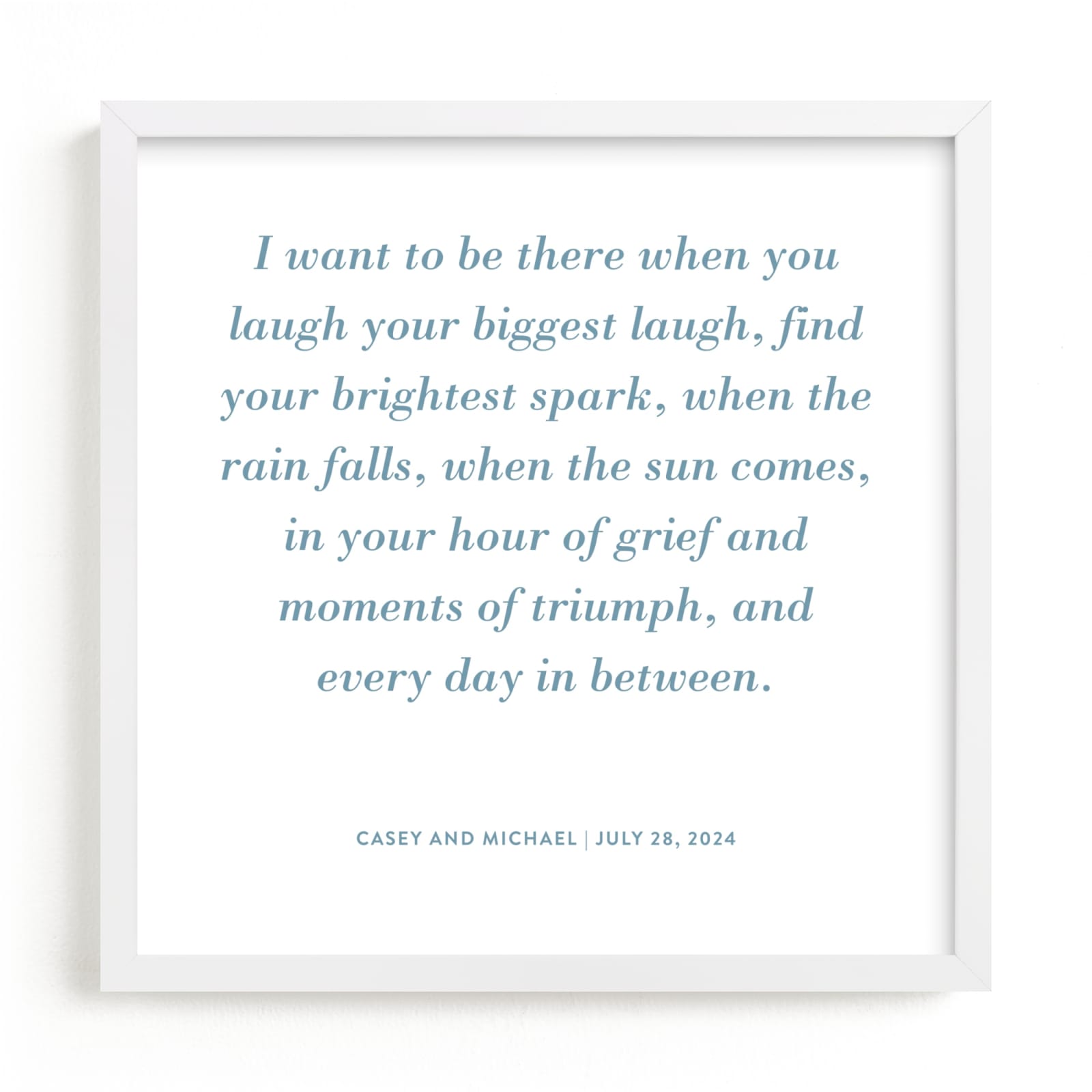 This is a blue photos to art by Minted called Your Vows as a Letterpress Art Print.