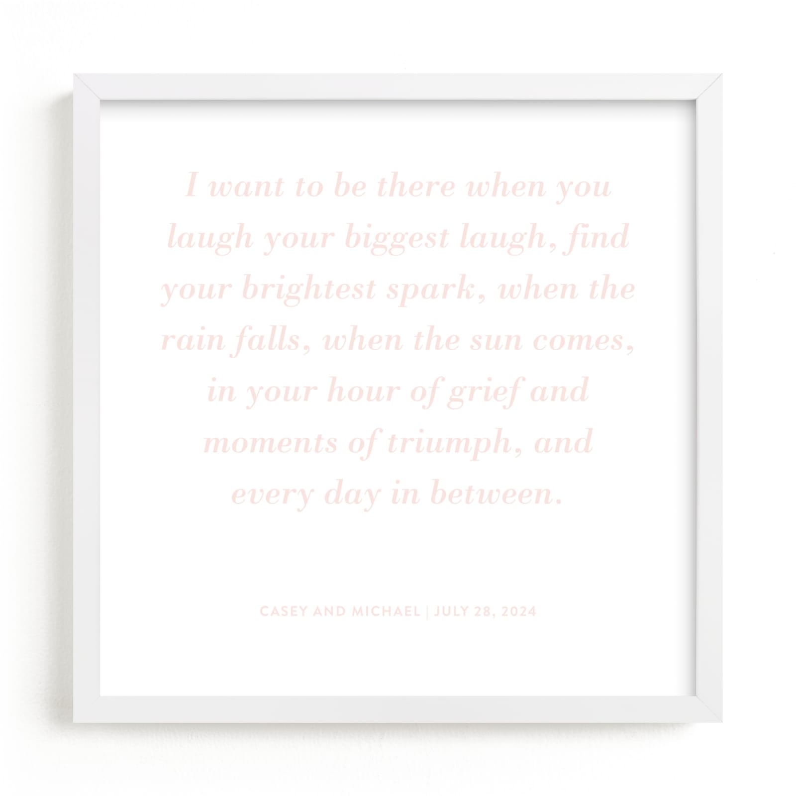 This is a pink photos to art by Minted called Your Vows as a Letterpress Art Print.