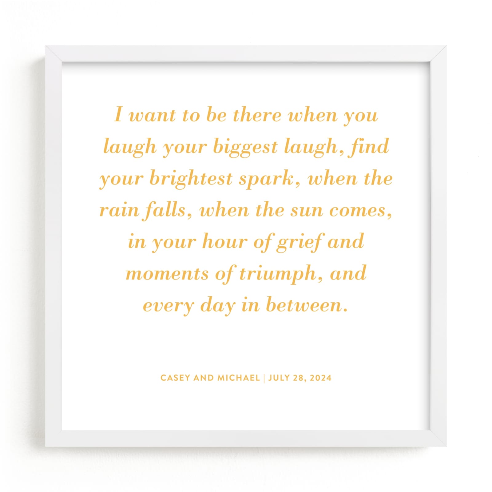 This is a yellow photos to art by Minted called Your Vows as a Letterpress Art Print.