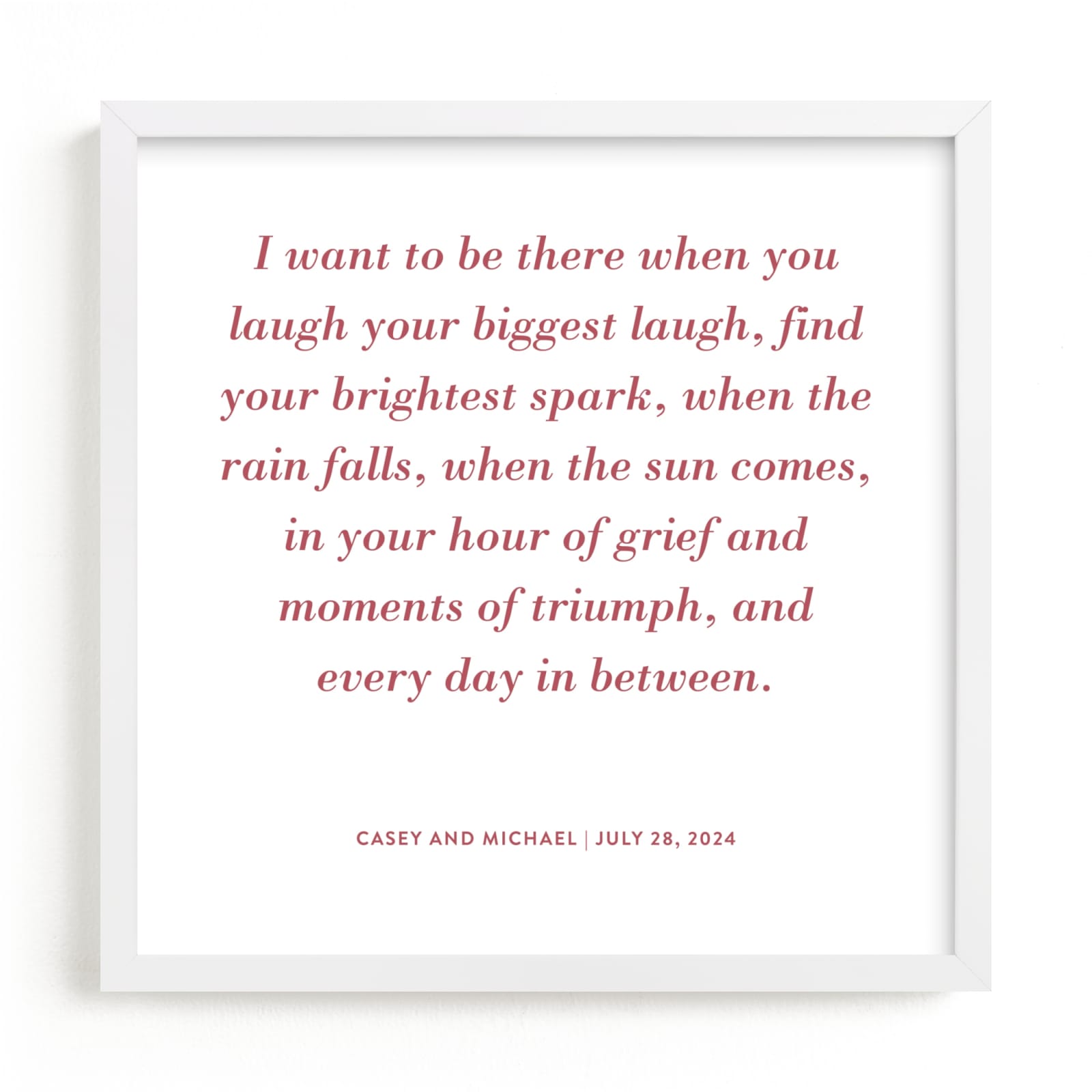 This is a red photos to art by Minted called Your Vows as a Letterpress Art Print.