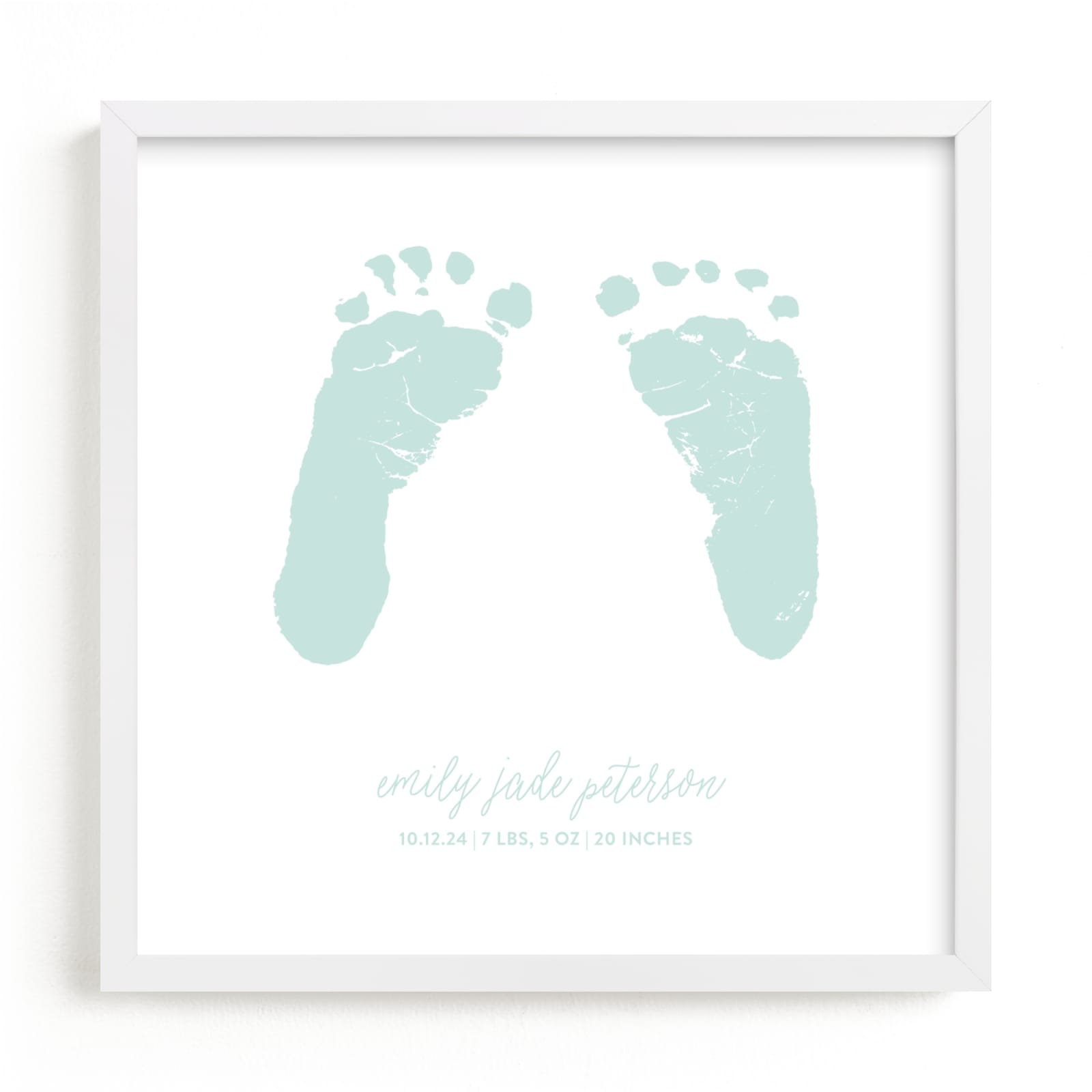 This is a green photos to art by Minted called Custom Footprints Letterpress Art.