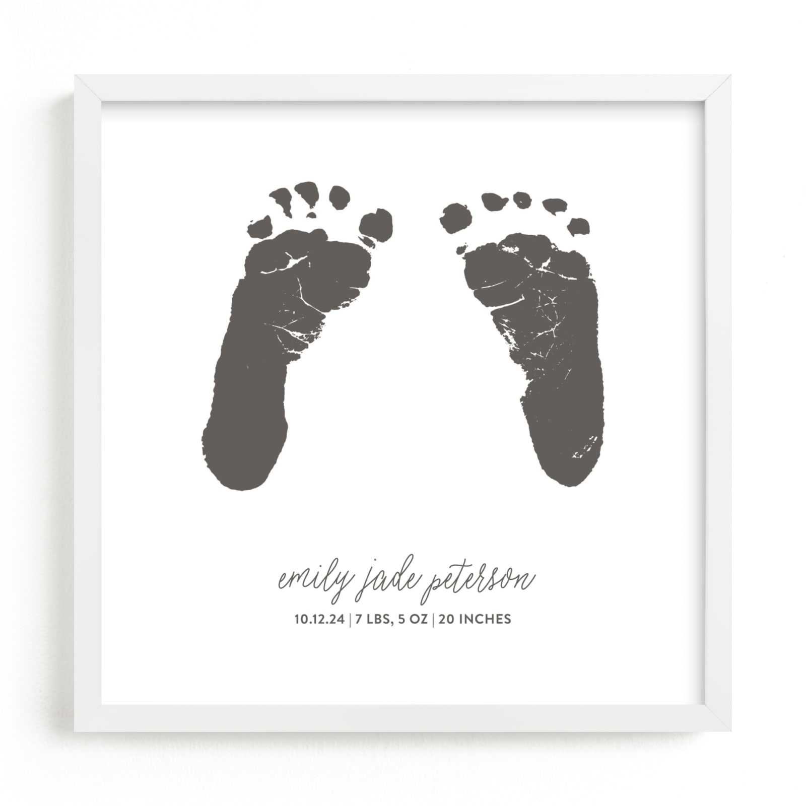 This is a black photos to art by Minted called Custom Footprints Letterpress Art.
