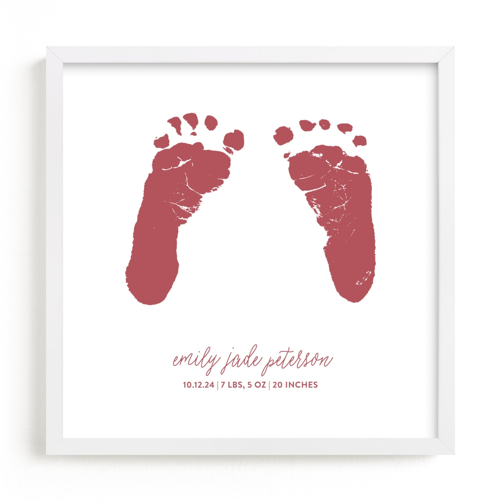 This is a red photos to art by Minted called Custom Footprints Letterpress Art.