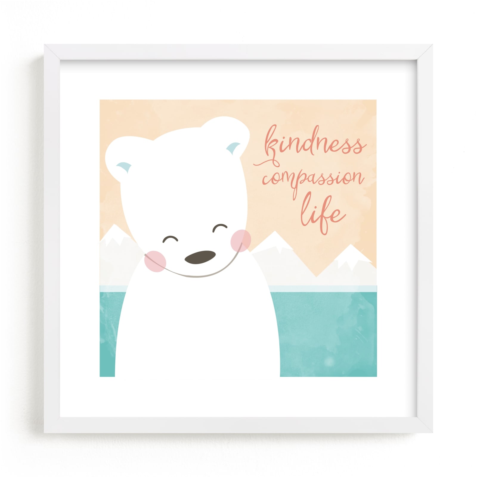 "kind polar bear" - Art Print by peetie design in beautiful frame options and a variety of sizes.