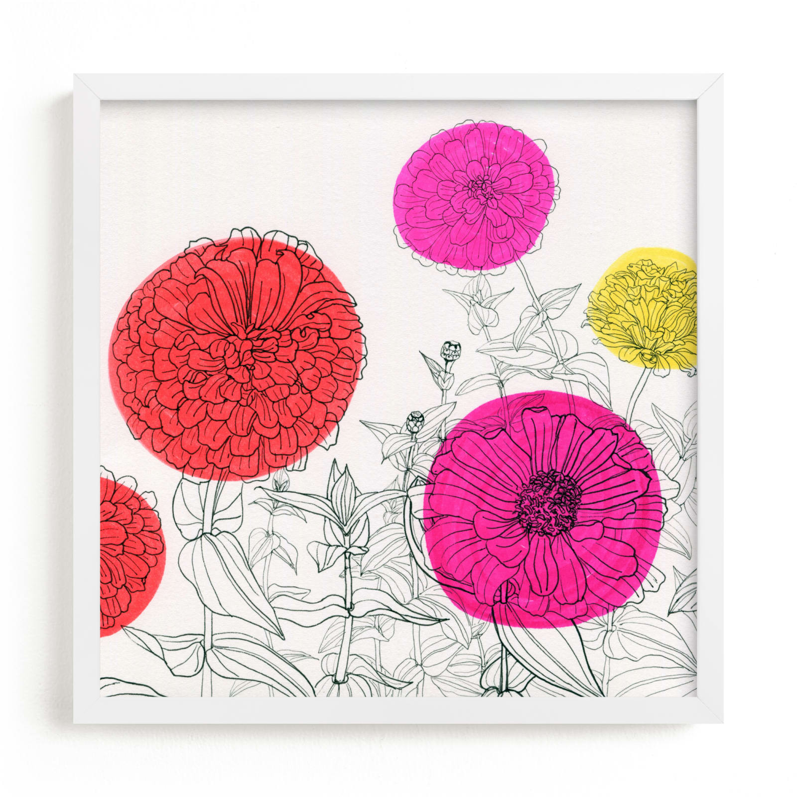 "Zinnia Field No.1" by Janie Allen in beautiful frame options and a variety of sizes.