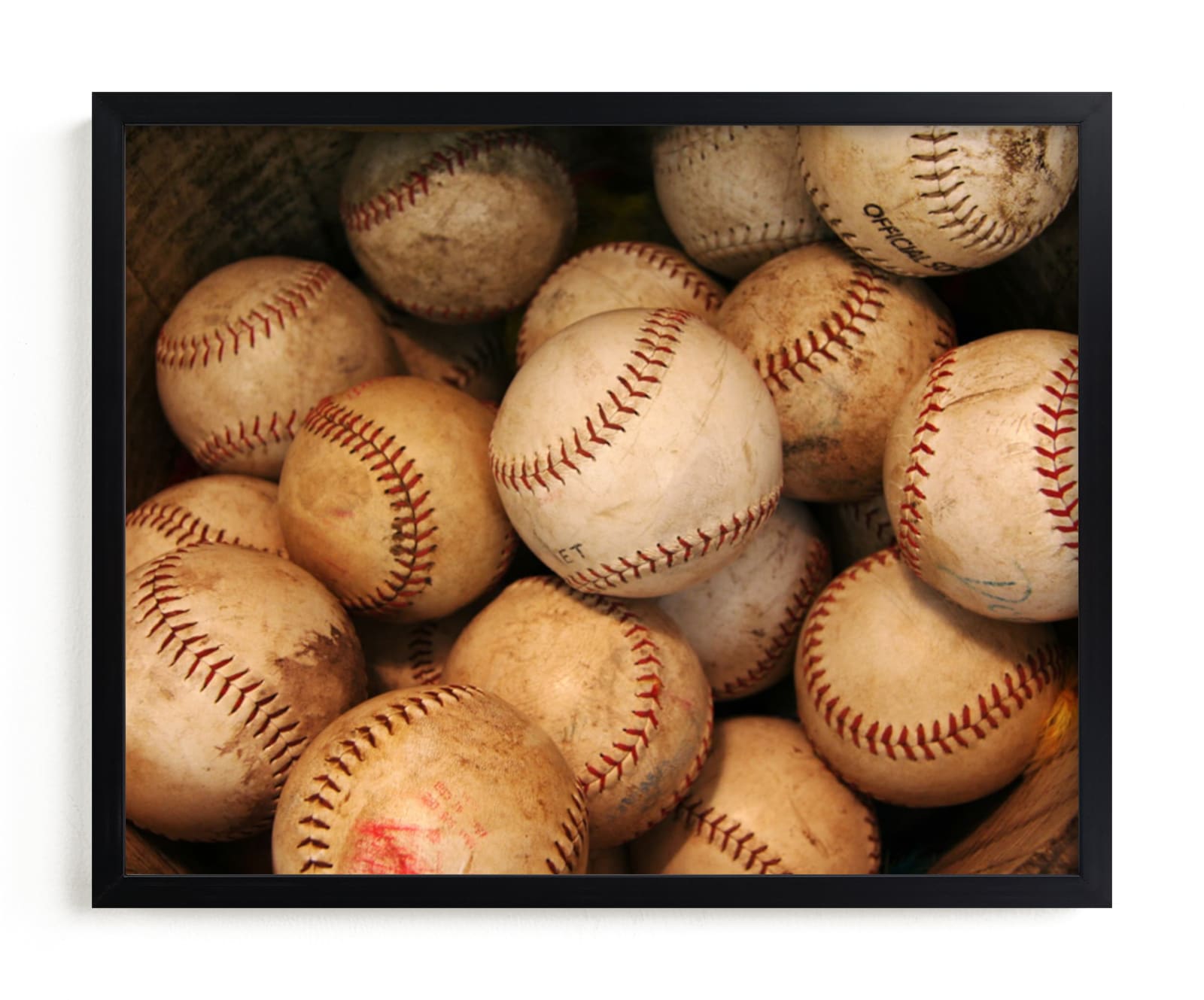 "Antique Baseballs" - Art Print by Jayna B in beautiful frame options and a variety of sizes.