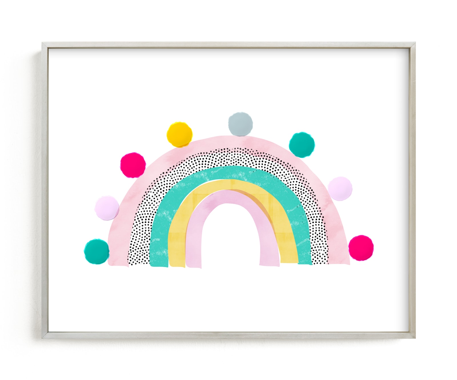 "Pom Pom Rainbow" by EMANUELA CARRATONI in beautiful frame options and a variety of sizes.