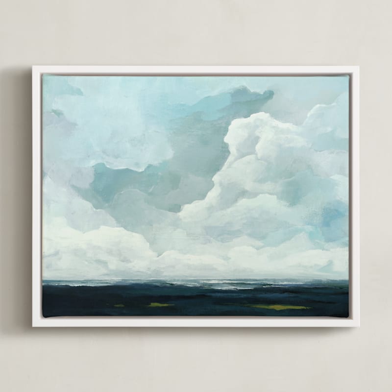 "Late in the Day" - Art Print in Slate Blue by Mya Bessette - Framed Canvas