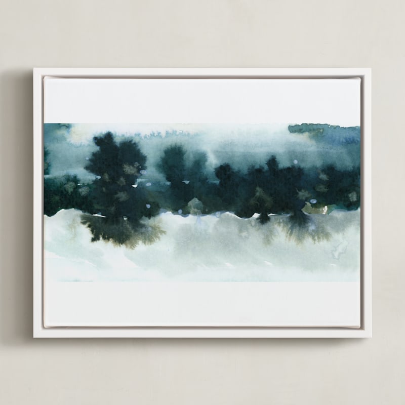 "Night Falling" - Art Print in Lagoon by Lindsay Megahed - Framed Canvas