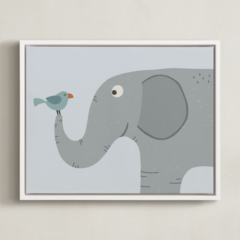"My Jungle Friends 4" - Art Print in Grey by Anequ Studio - Framed Canvas