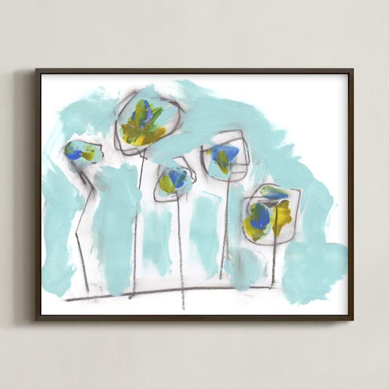 "Hymnody" - Art Print in Turquoise by Misty Hughes - Framed