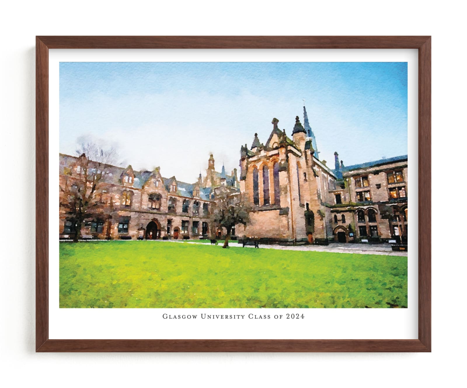 "Custom Campus Landscape with Text" - Completely Custom Art by Minted in beautiful frame options and a variety of sizes.