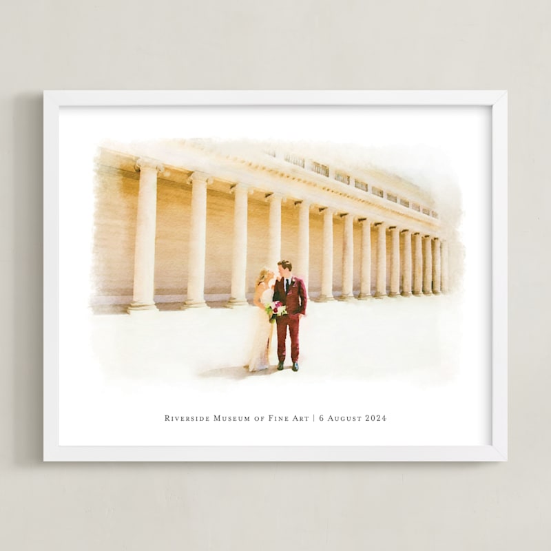 This is a white photos to art  by Minted called Watercolor Venue Portrait with text.