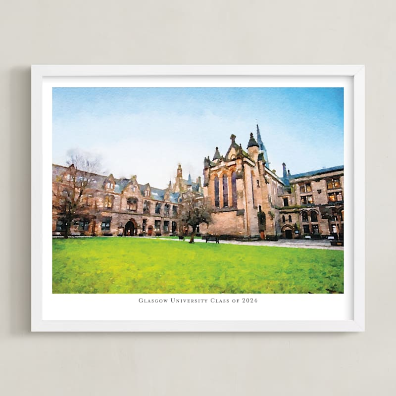 "Custom Campus Landscape with Text" - Custom Print in Paper by Minted - Framed