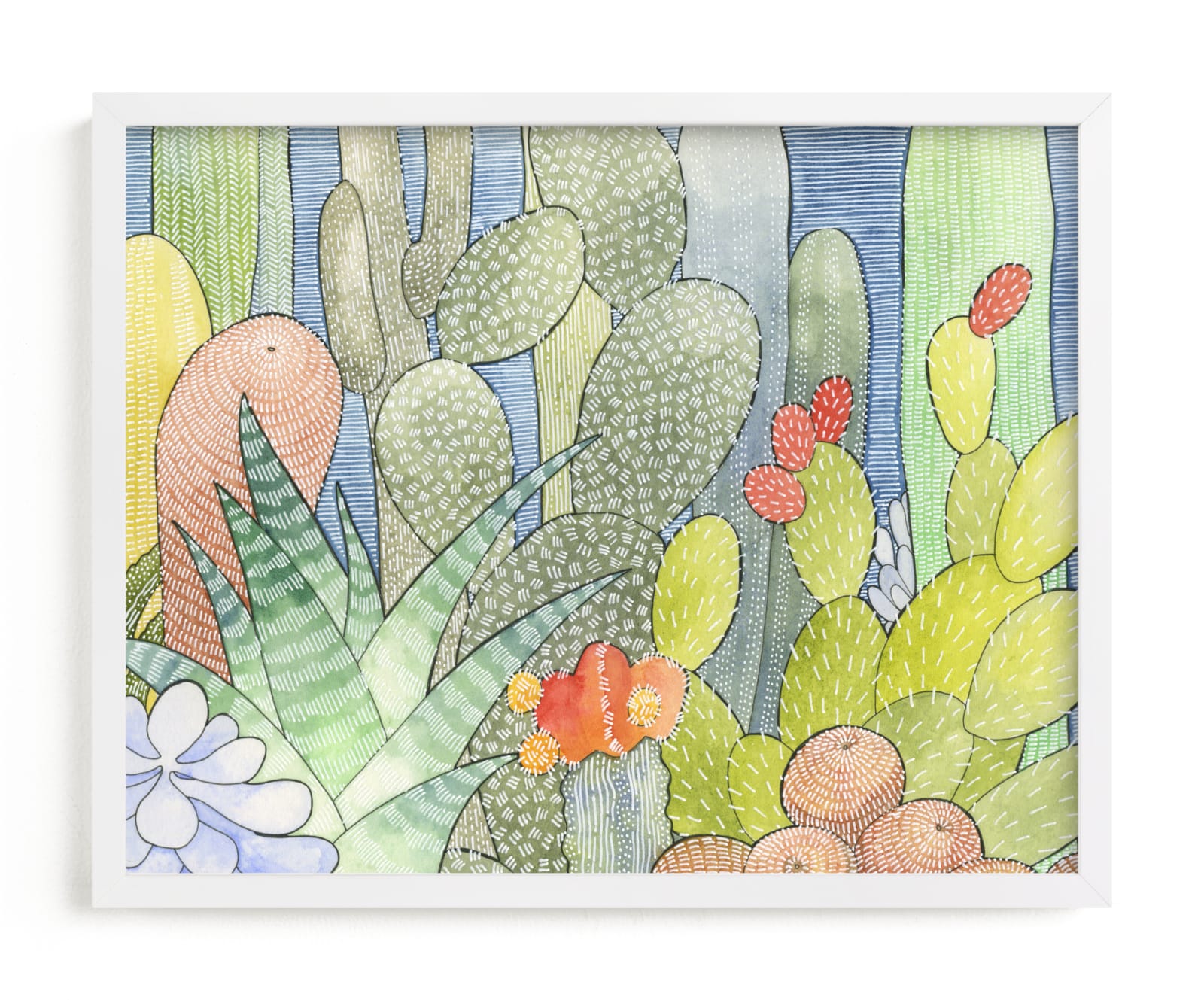 "Garden of Cacti 1" - Limited Edition Art Print by Natalie Groves in beautiful frame options and a variety of sizes.