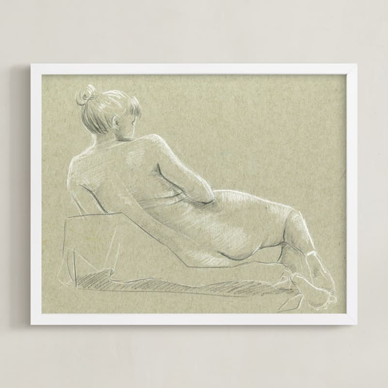 "Sketch 037" - Art Print in Beige by Cecilia La Mela - Framed