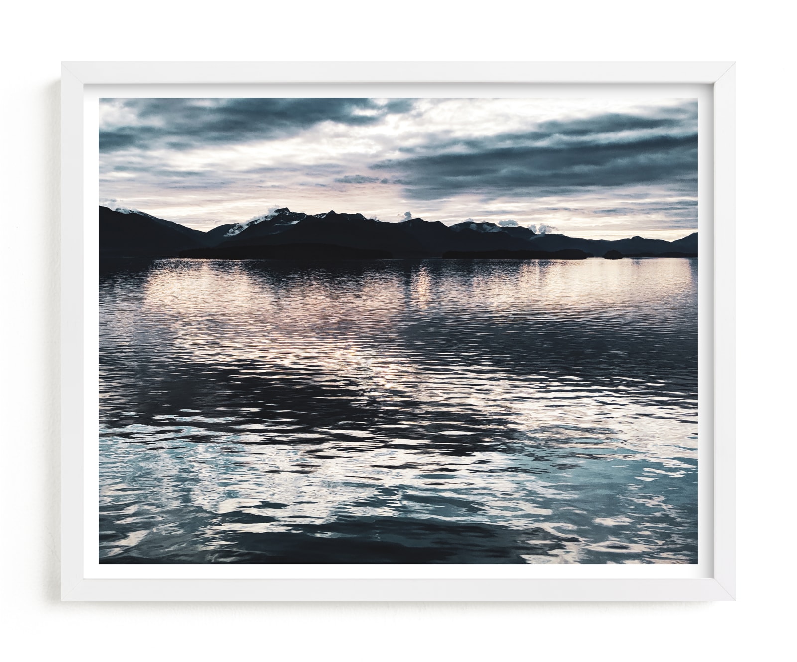 "Juneau from the Sea" by Loree Mayer in beautiful frame options and a variety of sizes.