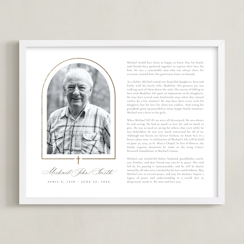 MIN-003-MOF - Crossed Arch Obituary Print