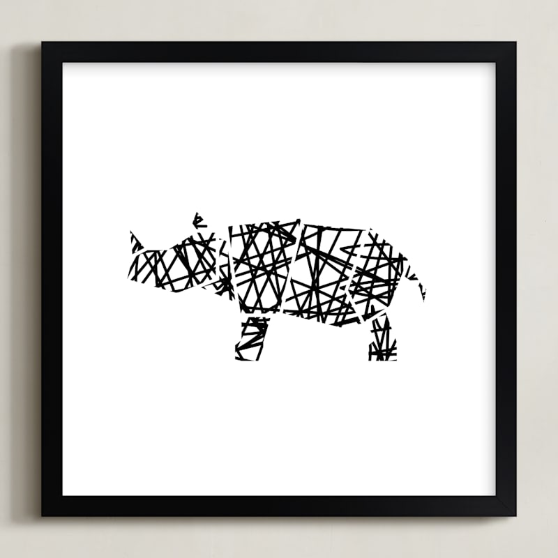 "Modern Abstract Scribble Rhino" - Limited Edition Art Print by Noelle Stolworthy in beautiful frame options and a variety of sizes.