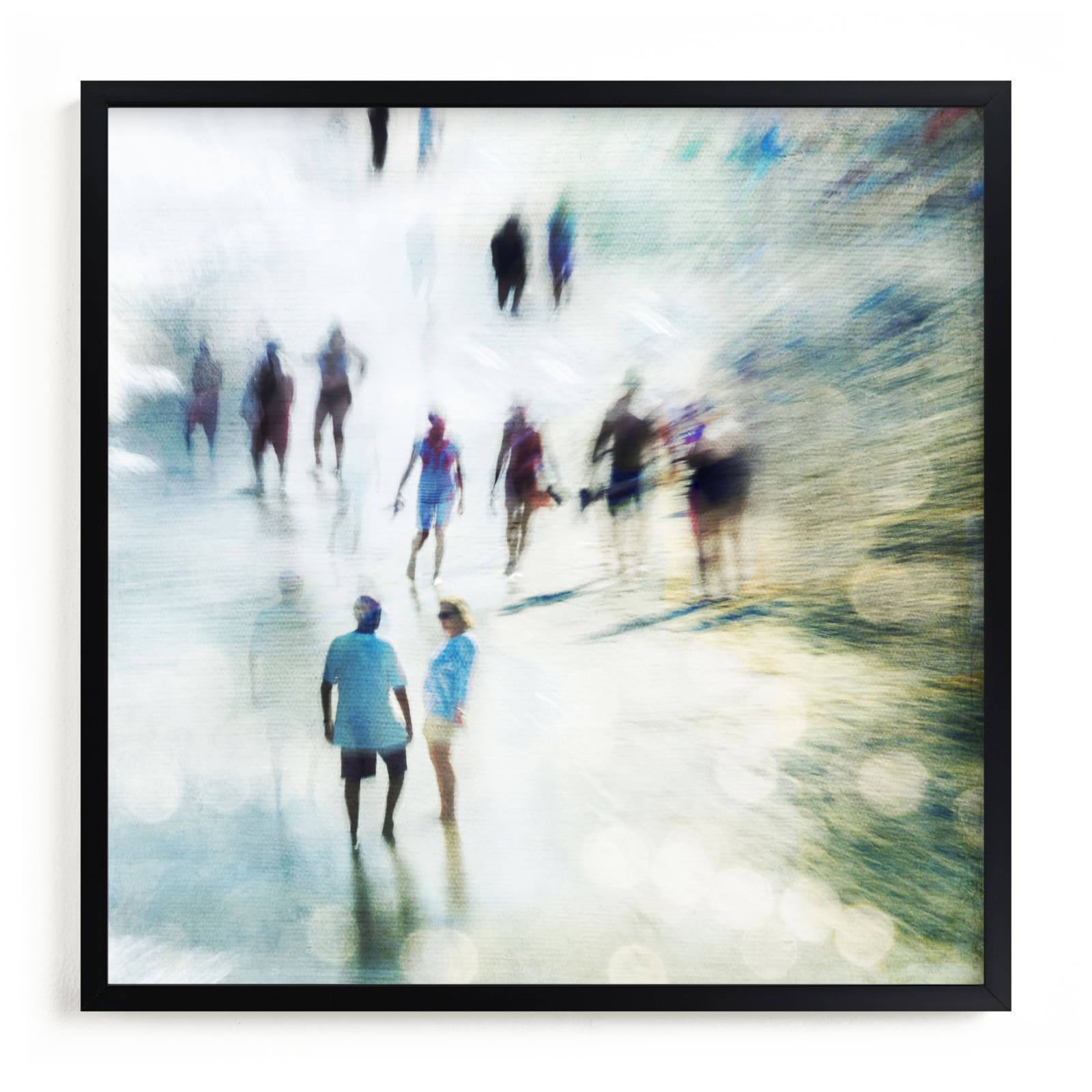 "People On Beach Bokeh" - Art Print by Andy Mars in beautiful frame options and a variety of sizes.