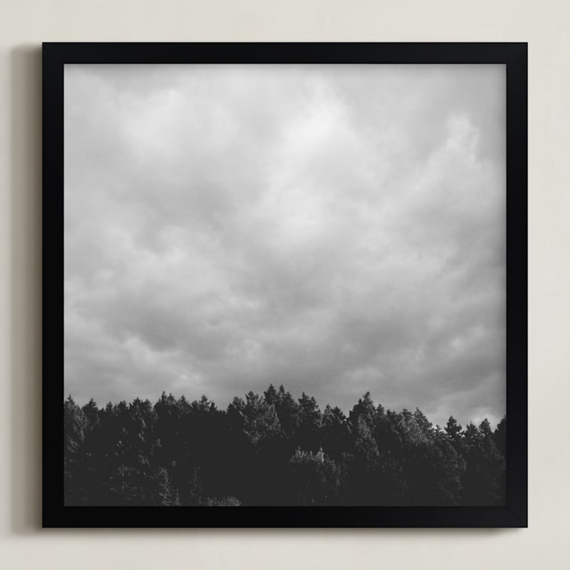 "Treeline" - Art Print in Storm Cloud Gray by Five Sparrows - Framed