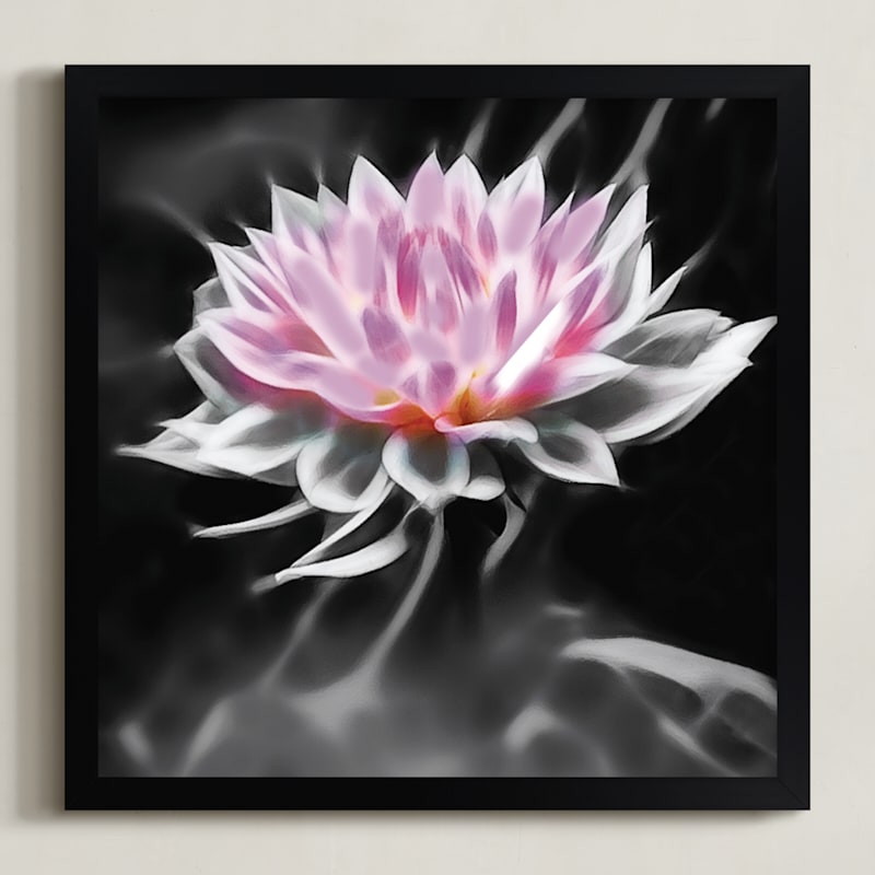 "Misty Dahlia" - Art Print in Misty Pink by A MAZ Design - Framed