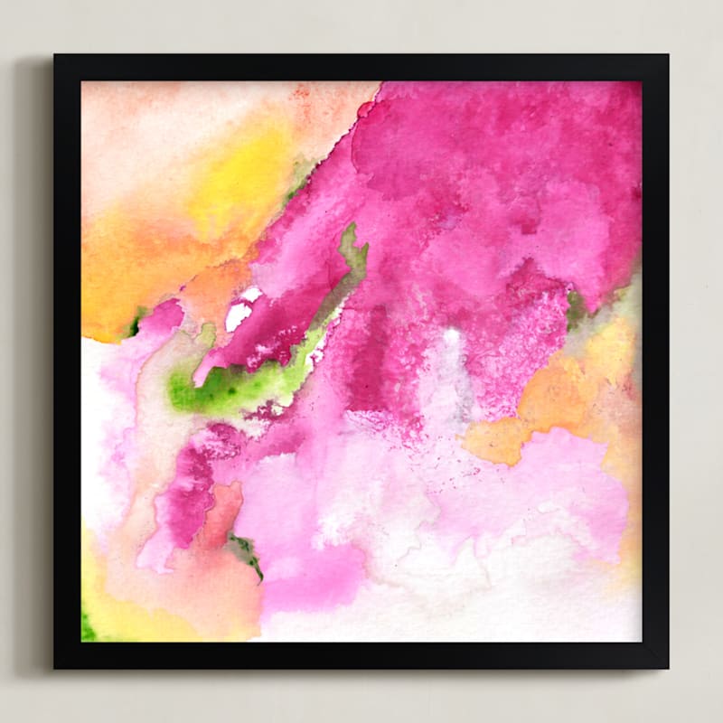 "A Balcony" - Art Print in Bougainvillea by Laura Viapiano - Framed