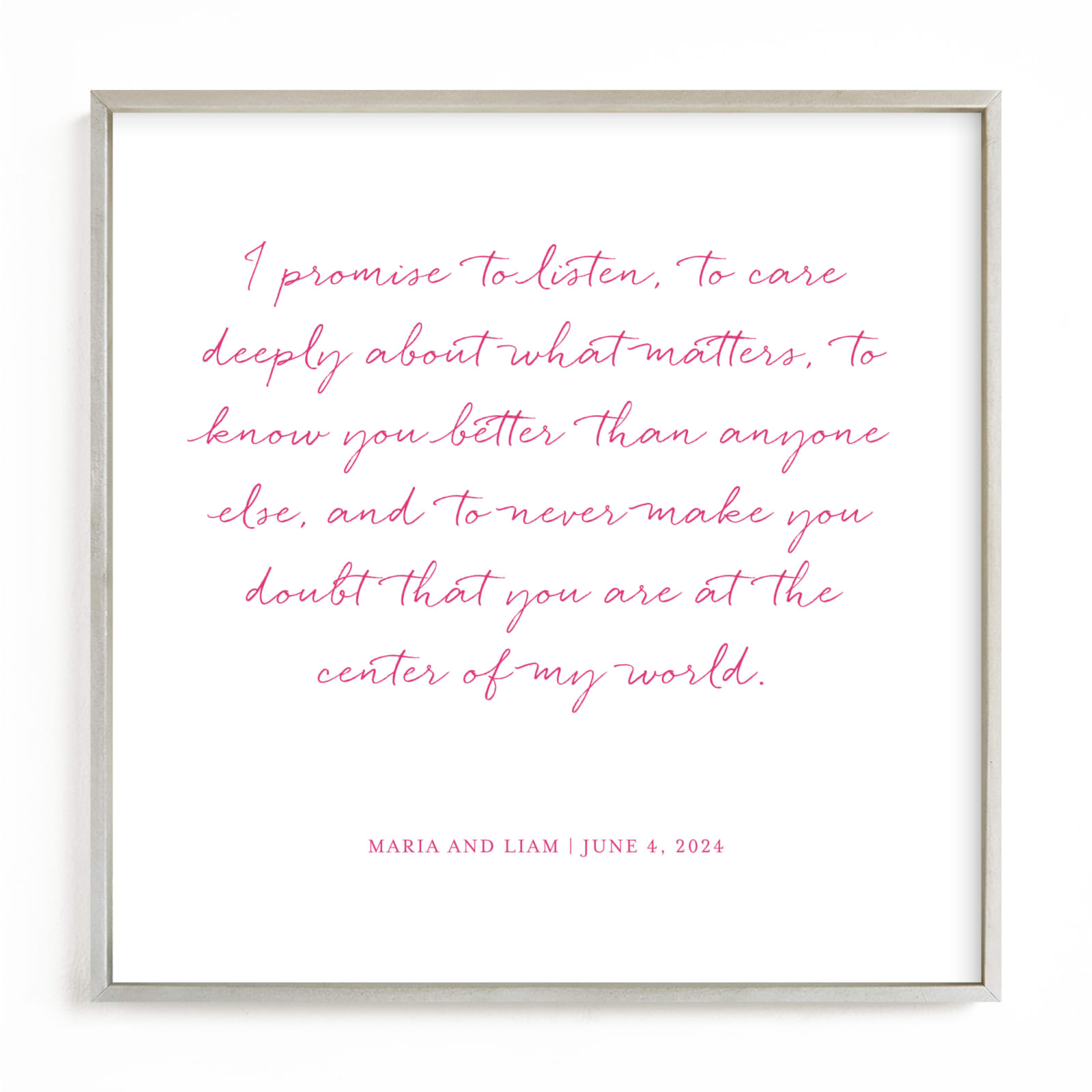 This is a pink photos to art by Minted called Your Vows as an Art Print.