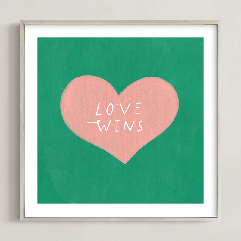 "Love Wins" - Art Print in Emerald Green by Little Miss Missy - Framed