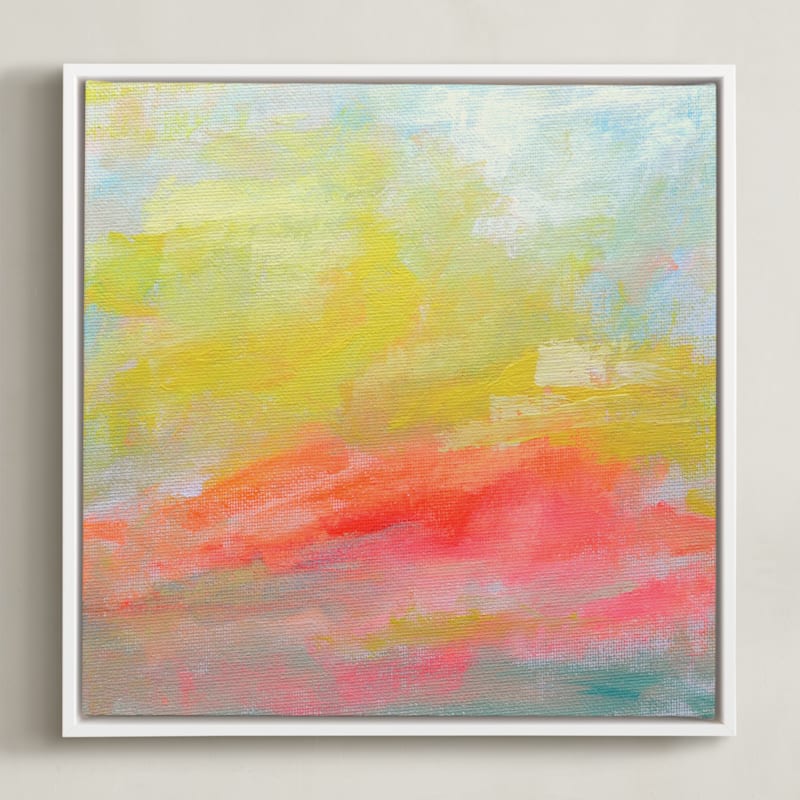"Summer Clouds" - Art Print in Hot Pink by Lindsay Megahed - Framed Canvas