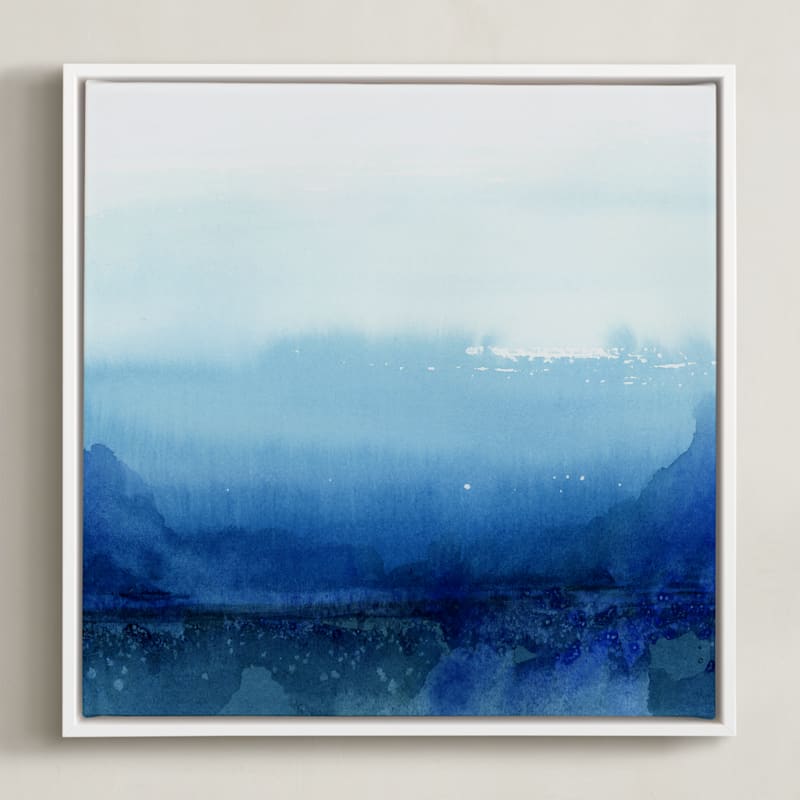 "evening reflection" - Art Print in midnight blue by Kate Ahn - Framed Canvas