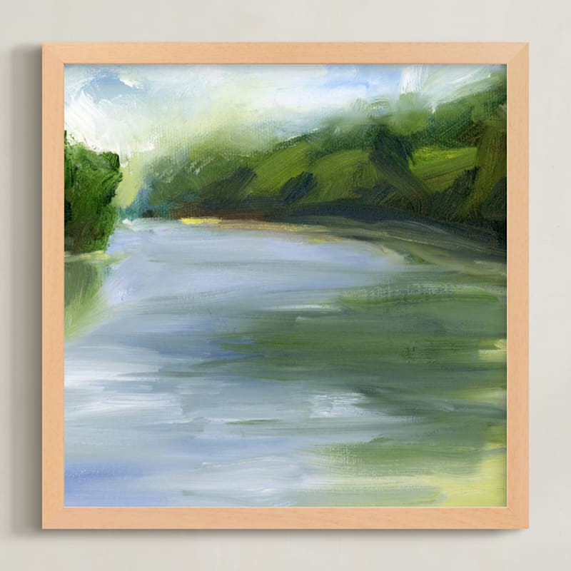 "Pond Reflections" - Art Print in Sky Blue by Lindsay Megahed - Framed