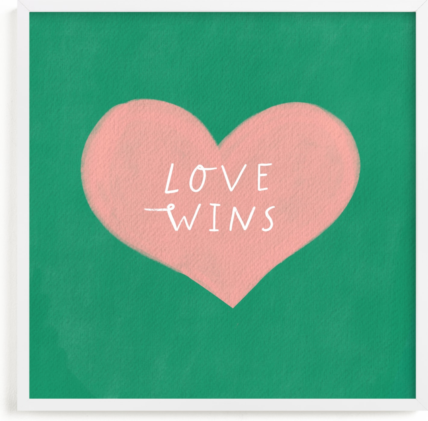 This is a pink kids wall art by Little Miss Missy called Love Wins.