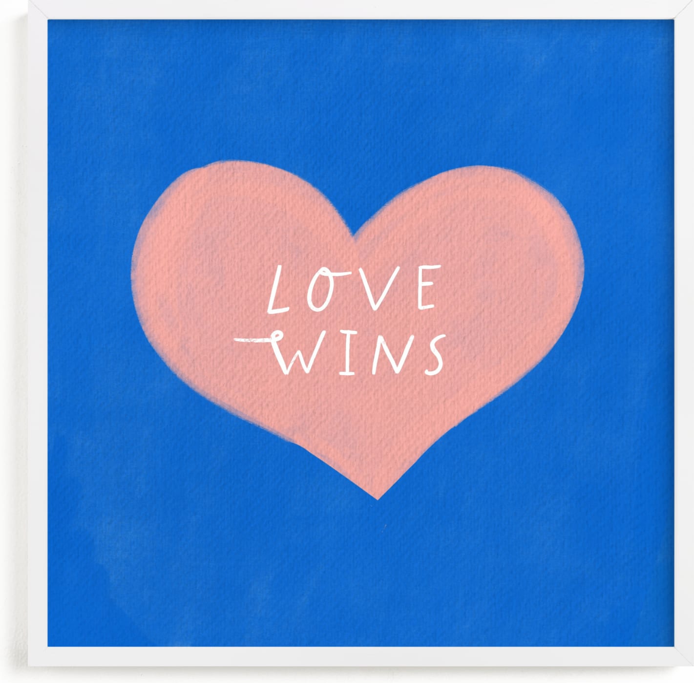 This is a blue kids wall art by Little Miss Missy called Love Wins.