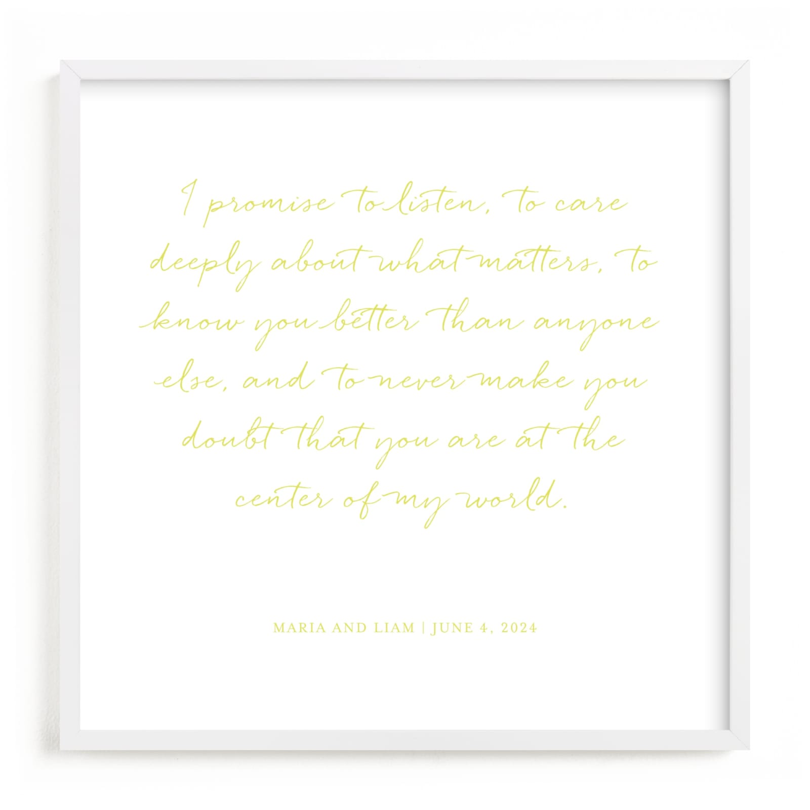 This is a yellow photos to art  by Minted called Your Vows as an Art Print.