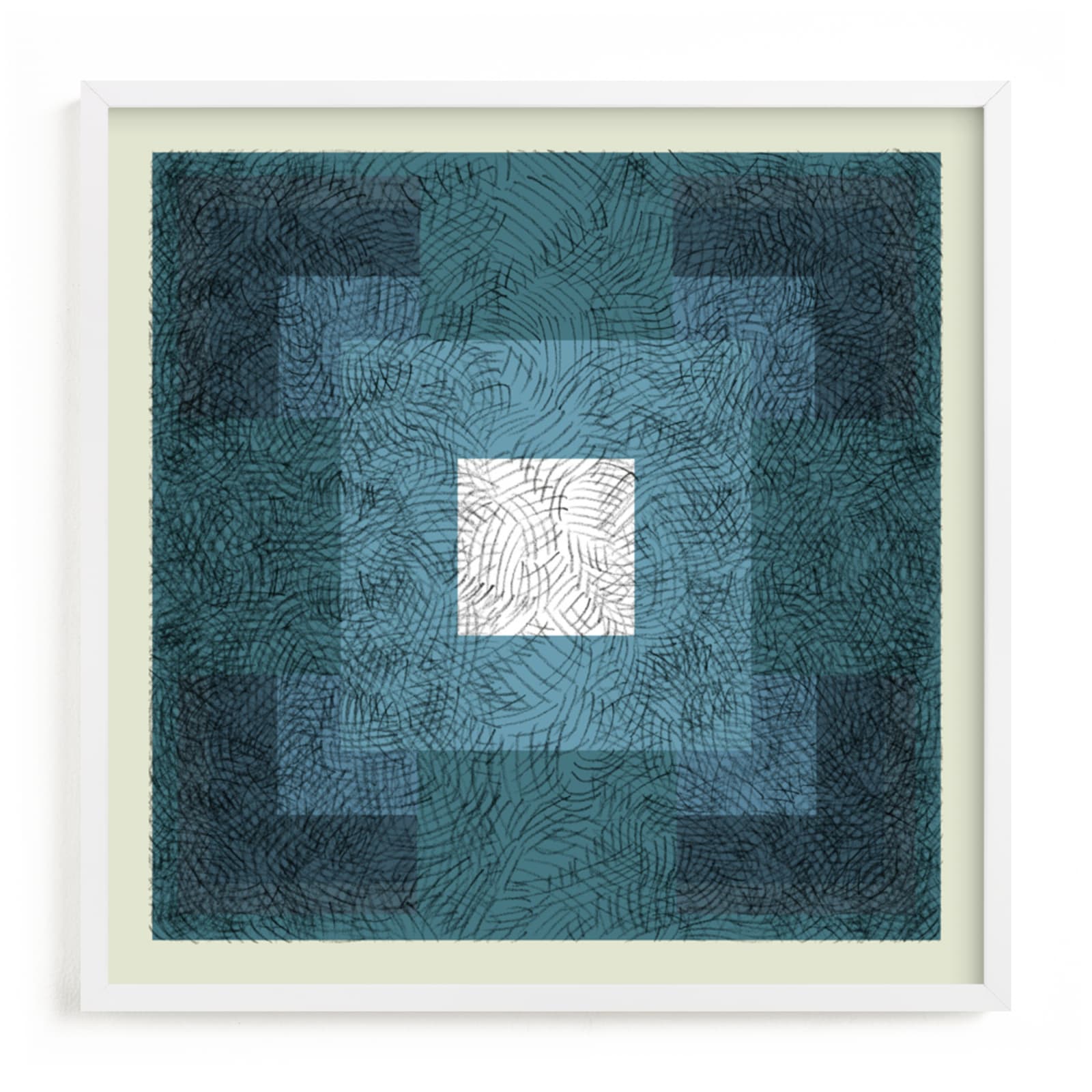 "Scribble Squares " - Art Print by Kathleen Ney in beautiful frame options and a variety of sizes.