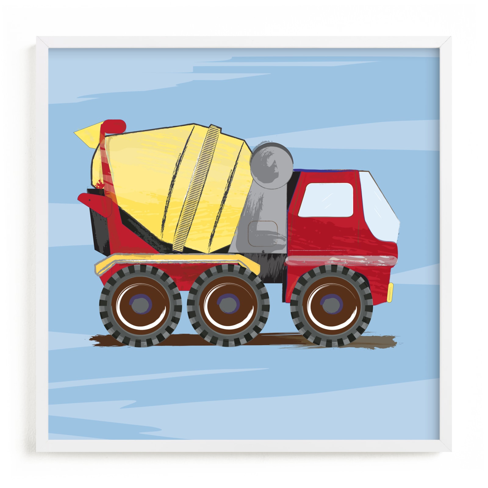 "Cement truck boy art" - Art Print by Rebecca Marchese in beautiful frame options and a variety of sizes.