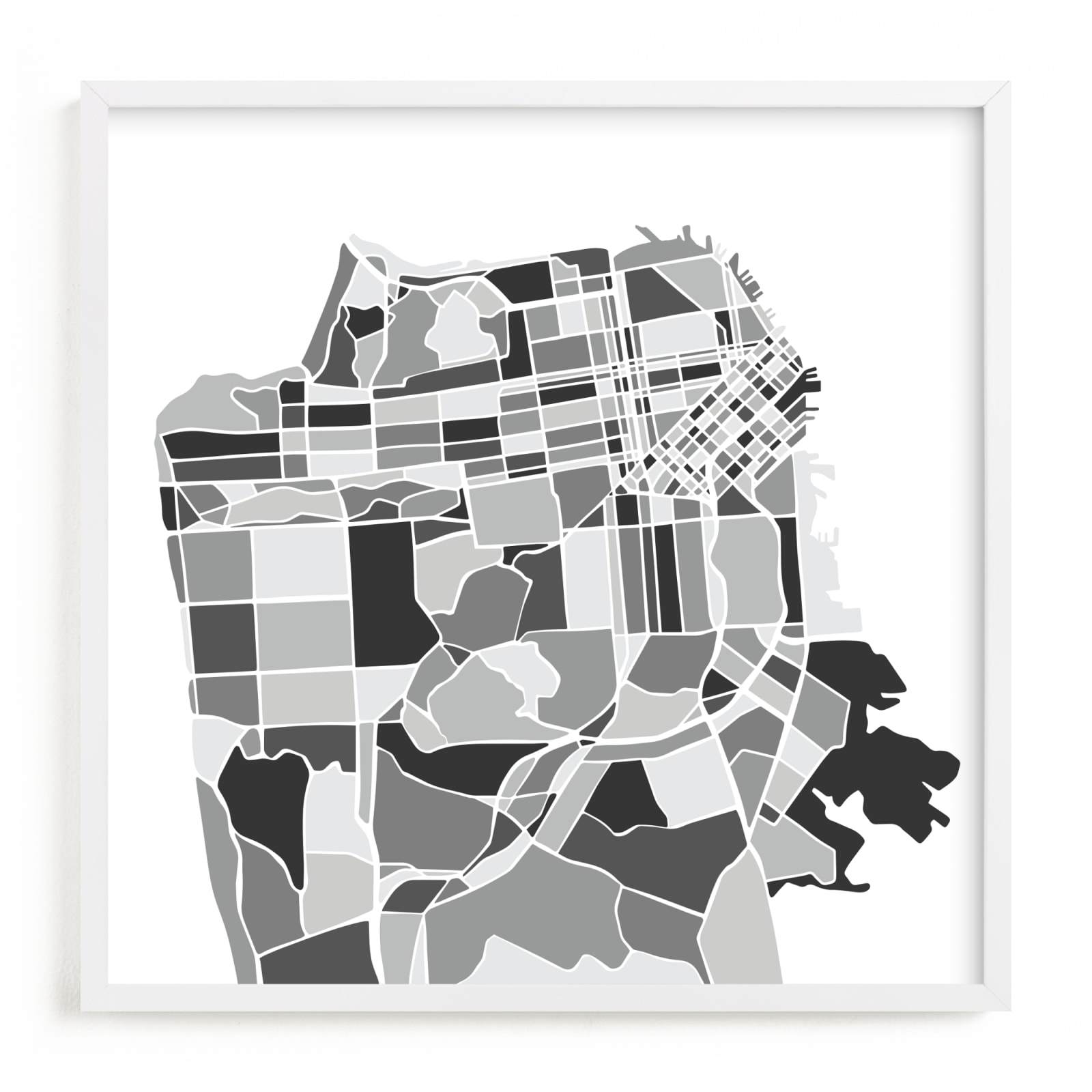 "San Francisco City Map" by Jessie Steury in beautiful frame options and a variety of sizes.