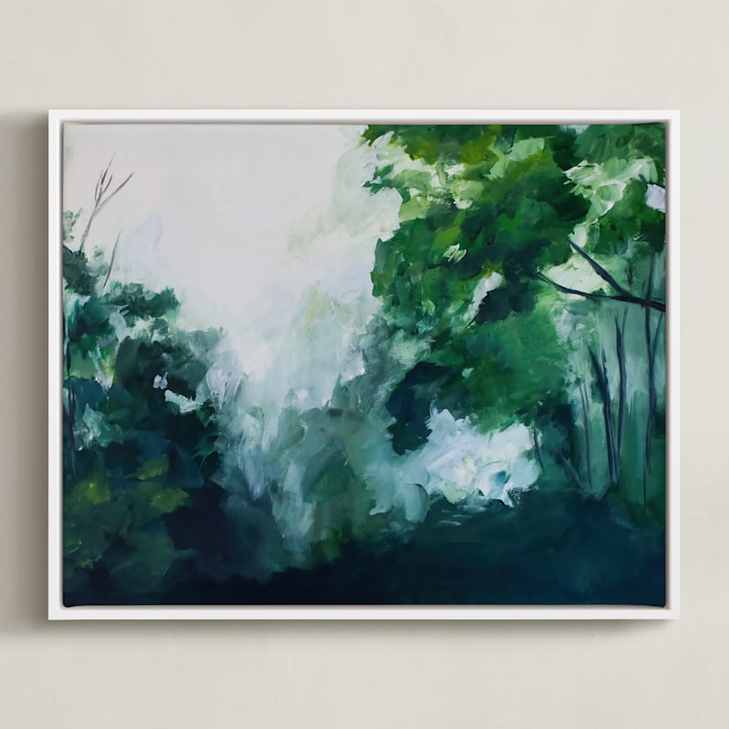 "Homeland" - Art Print in Forest Green by Brittany Fan - Framed Canvas