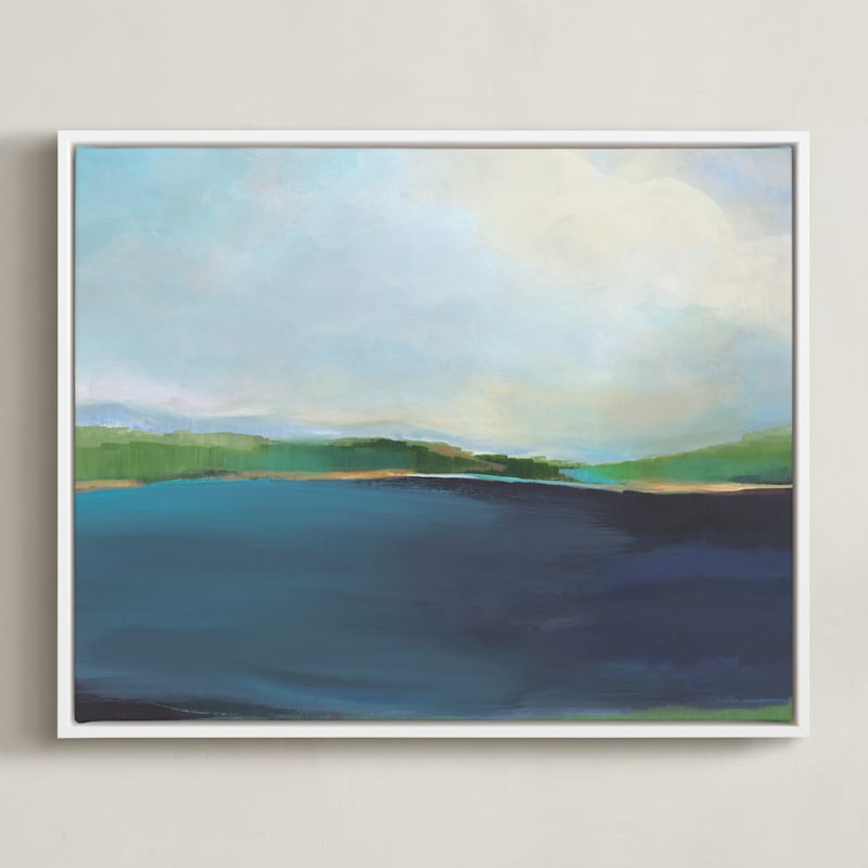 "Lake View" - Art Print in Lake Blue by AlisonJerry - Framed Canvas