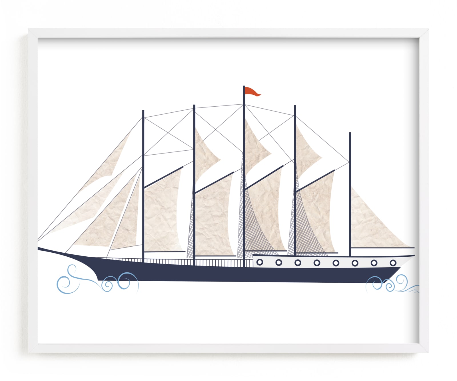 "Schooner Boat" - Art Print by Katie Zimpel in beautiful frame options and a variety of sizes.