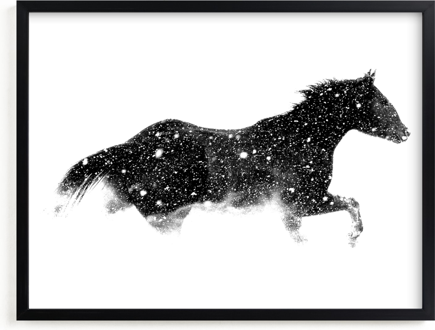 This is a white art by Leslie Le Coq called Snow Chaser.