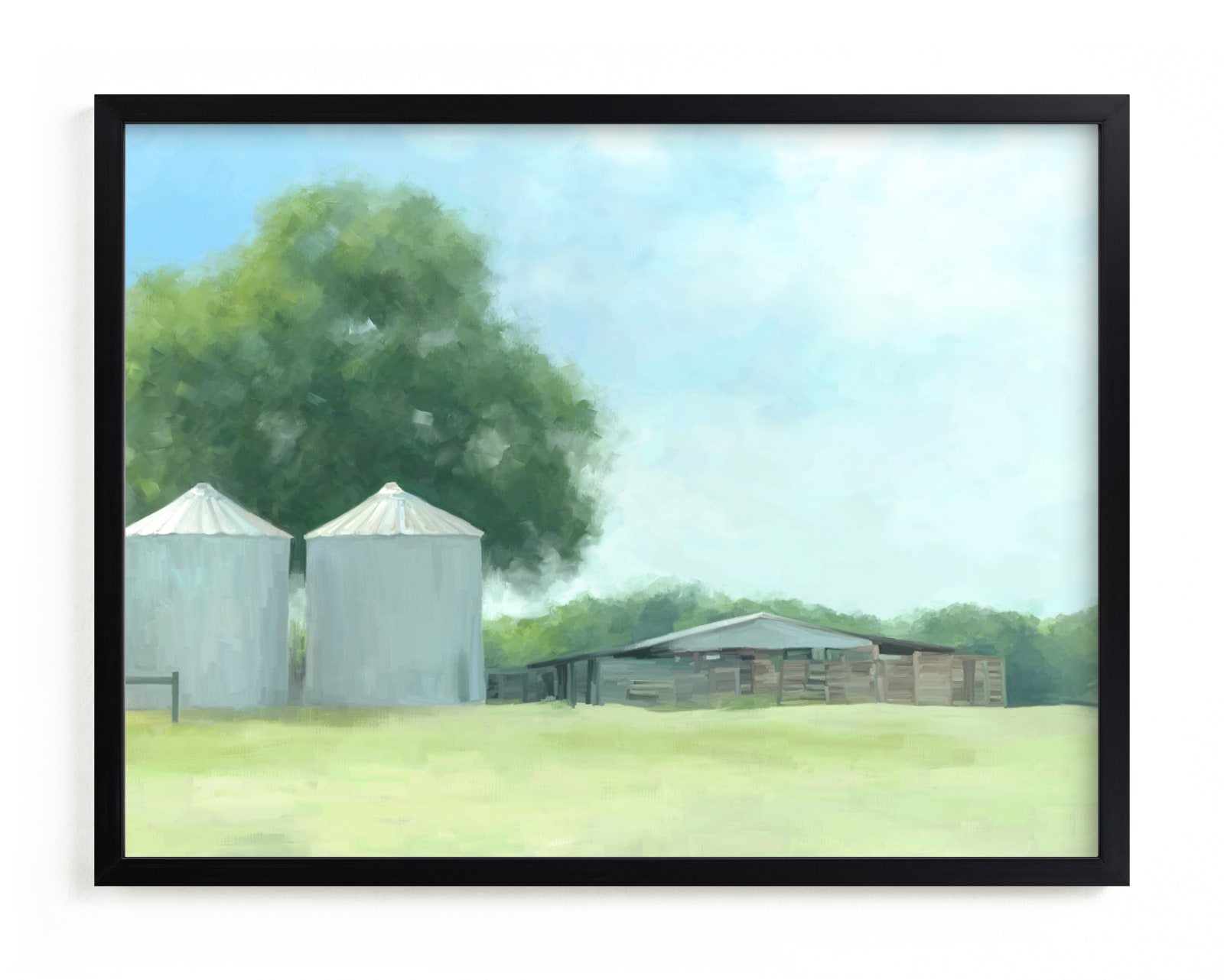"Two Silos" - Limited Edition Art Print by Amy Hall in beautiful frame options and a variety of sizes.