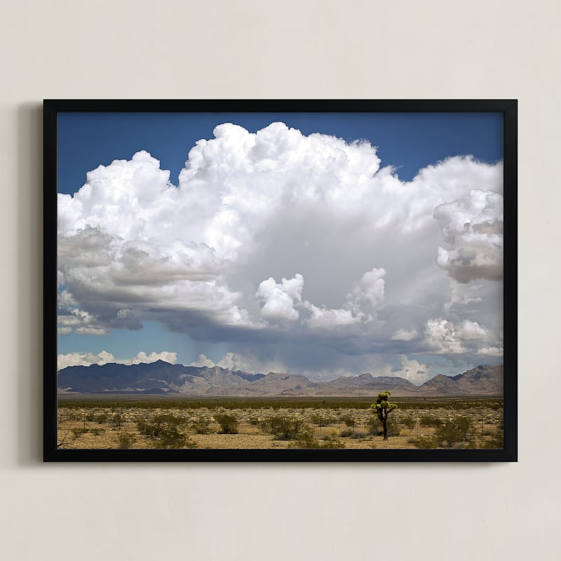 "desert drive by" - Art Print in desert sky blue by Kristi Jackson - Framed