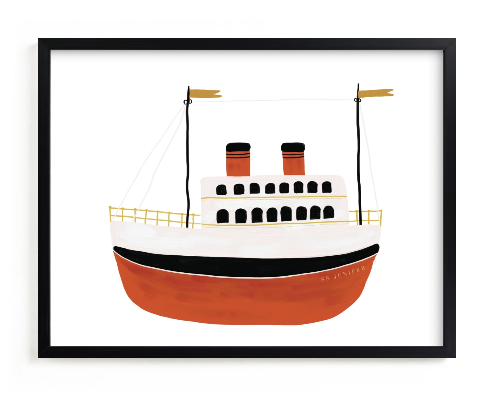 "Schooner II" - Custom Open Edition Children's Art Print by Maja Cunningham in beautiful frame options and a variety of sizes.