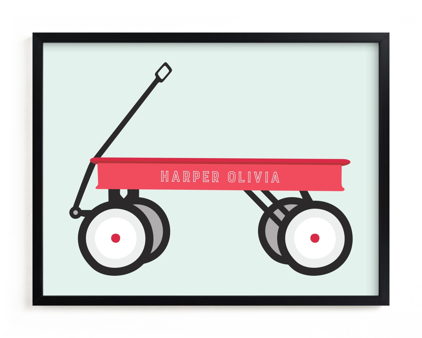 "Little Red Wagon" - Custom Open Edition Children's Art Print by Alexandra Cohn in beautiful frame options and a variety of sizes.