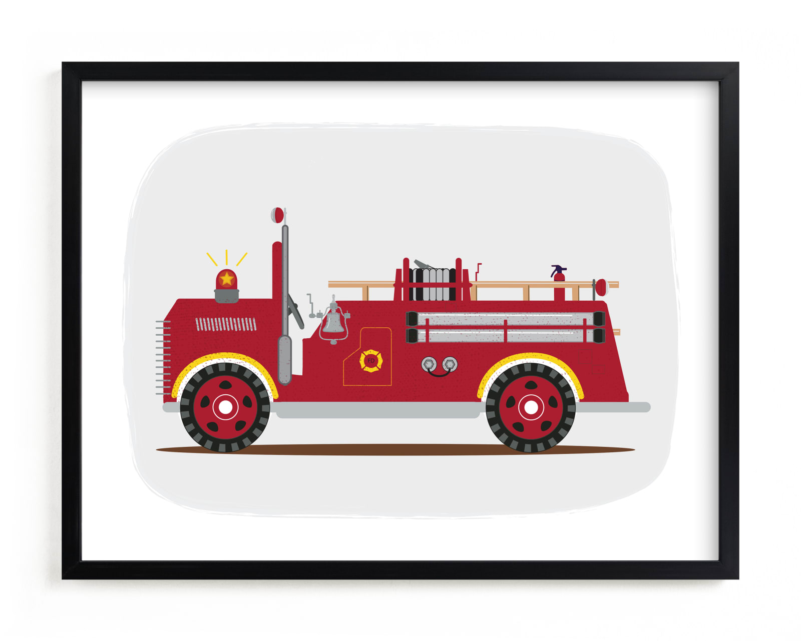 "Red Fire Truck #2" - Limited Edition Art Print by Rebecca Marchese in beautiful frame options and a variety of sizes.