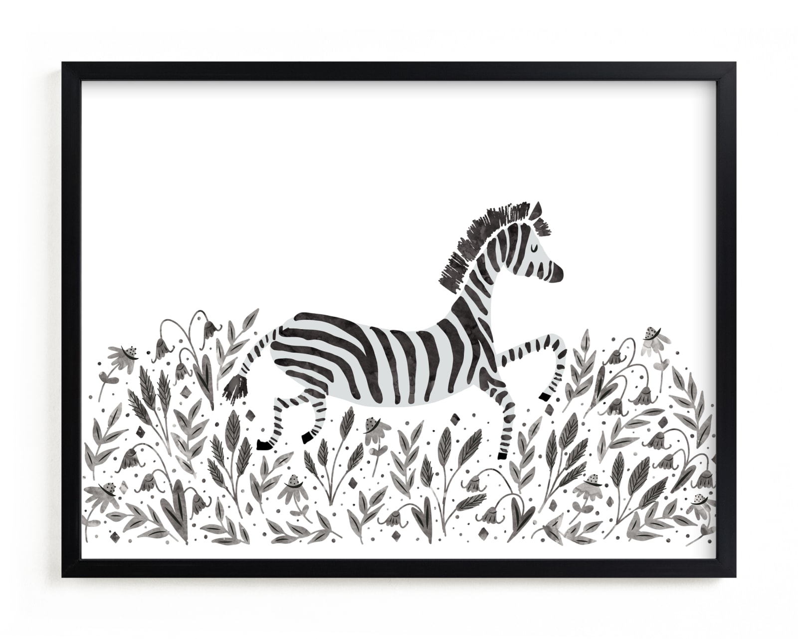 "Zebra in the Flowers" - Limited Edition Art Print by Jackie Crawford in beautiful frame options and a variety of sizes.