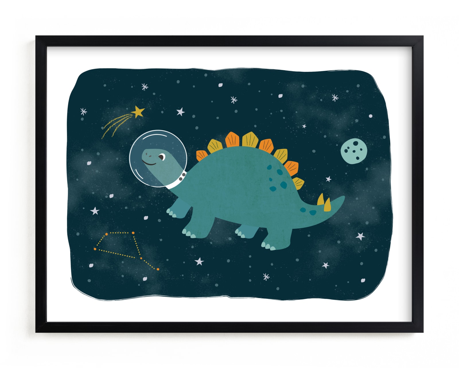 "Dinos in space 2" by Annie Holmquist in beautiful frame options and a variety of sizes.