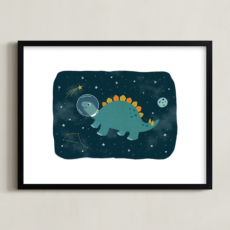 "Dinos in space 2" by Annie Holmquist in beautiful frame options and a variety of sizes.